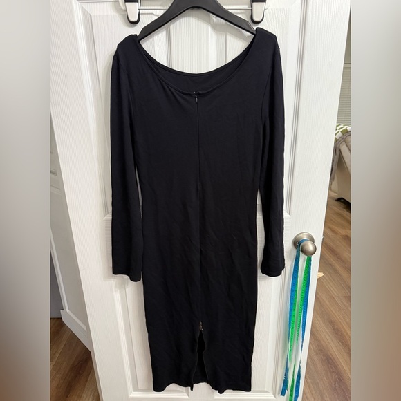 Charli London Anthropologie Audrey Black Long Sleeve Bodycon Midi Dress L NWT - Picture 2 of 10